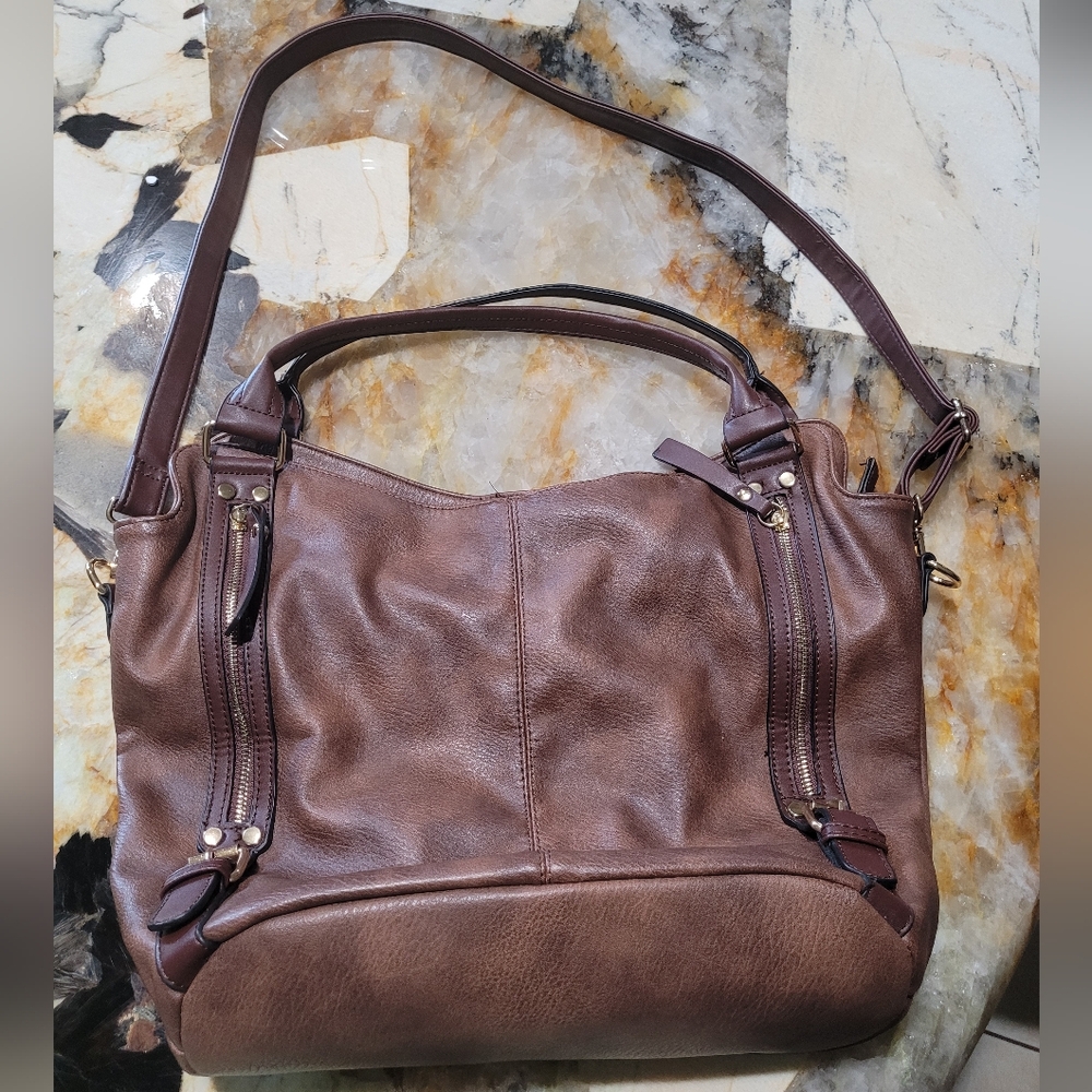 Elegant Brown Leather Hobo Bag